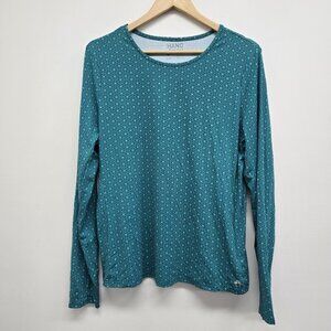 Hang Ten Long Sleeve Rash Guard Women's XL Caribbean Sea Teal Blue Zip Pocket